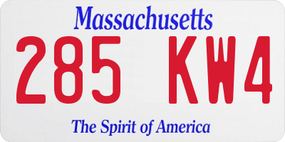 MA license plate 285KW4