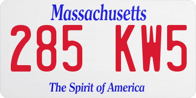 MA license plate 285KW5