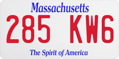 MA license plate 285KW6