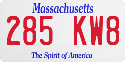 MA license plate 285KW8
