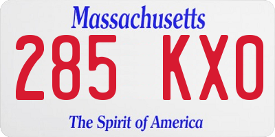 MA license plate 285KX0