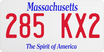 MA license plate 285KX2
