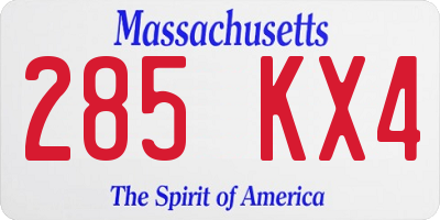 MA license plate 285KX4