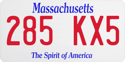 MA license plate 285KX5