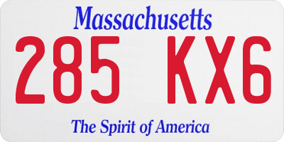MA license plate 285KX6