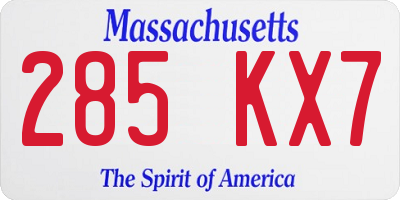 MA license plate 285KX7