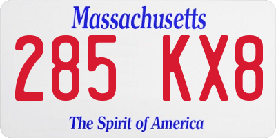 MA license plate 285KX8