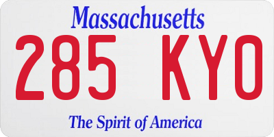 MA license plate 285KY0