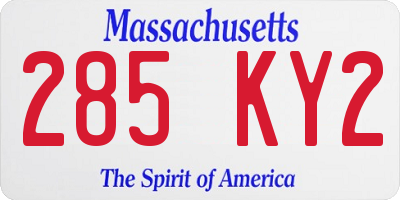 MA license plate 285KY2