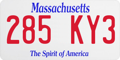 MA license plate 285KY3