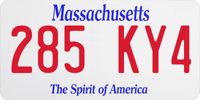 MA license plate 285KY4