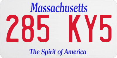 MA license plate 285KY5