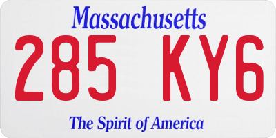 MA license plate 285KY6
