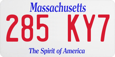 MA license plate 285KY7