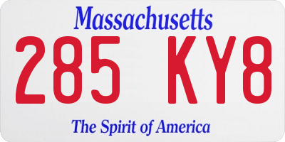 MA license plate 285KY8