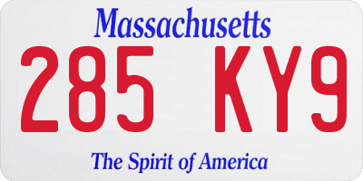 MA license plate 285KY9