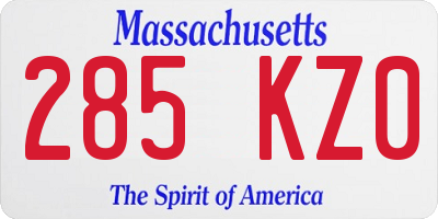 MA license plate 285KZ0