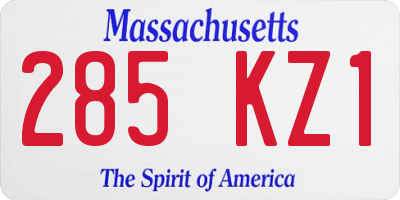 MA license plate 285KZ1