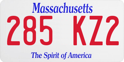 MA license plate 285KZ2