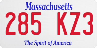 MA license plate 285KZ3