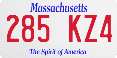 MA license plate 285KZ4