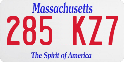 MA license plate 285KZ7