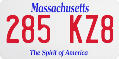 MA license plate 285KZ8
