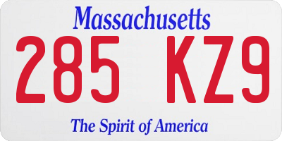 MA license plate 285KZ9