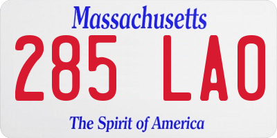 MA license plate 285LA0