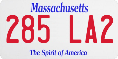 MA license plate 285LA2