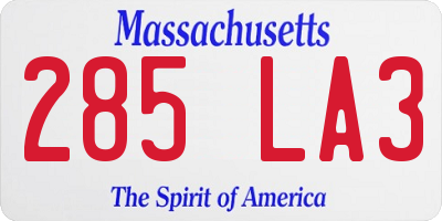 MA license plate 285LA3