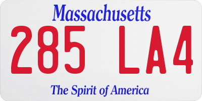 MA license plate 285LA4