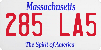 MA license plate 285LA5