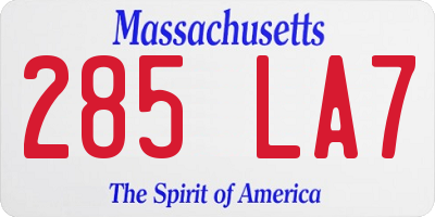 MA license plate 285LA7