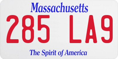 MA license plate 285LA9