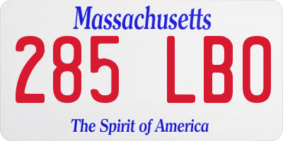MA license plate 285LB0