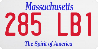 MA license plate 285LB1