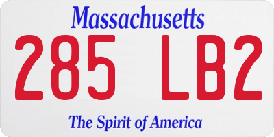 MA license plate 285LB2