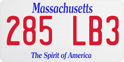 MA license plate 285LB3