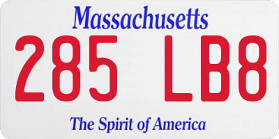 MA license plate 285LB8