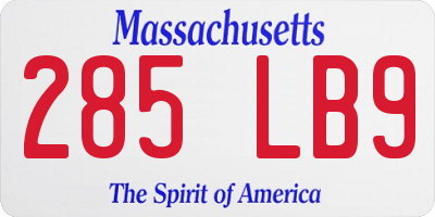 MA license plate 285LB9