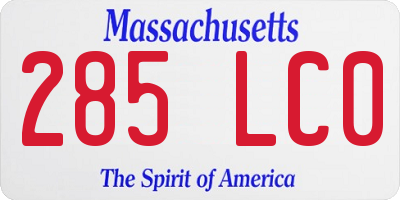 MA license plate 285LC0