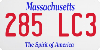 MA license plate 285LC3