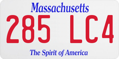 MA license plate 285LC4