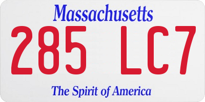 MA license plate 285LC7