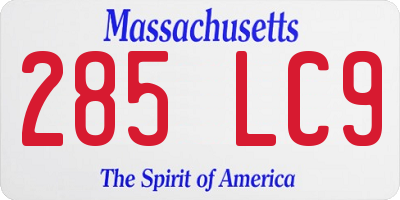 MA license plate 285LC9