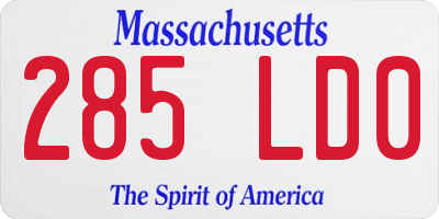 MA license plate 285LD0