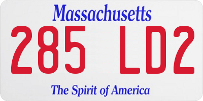 MA license plate 285LD2