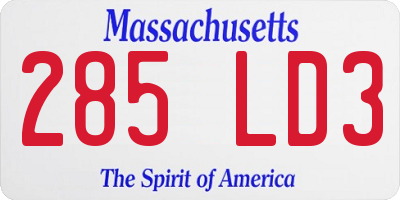 MA license plate 285LD3