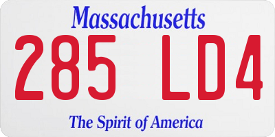 MA license plate 285LD4